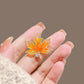 Brovia - Orange Leaf Outline Brooch - view 2