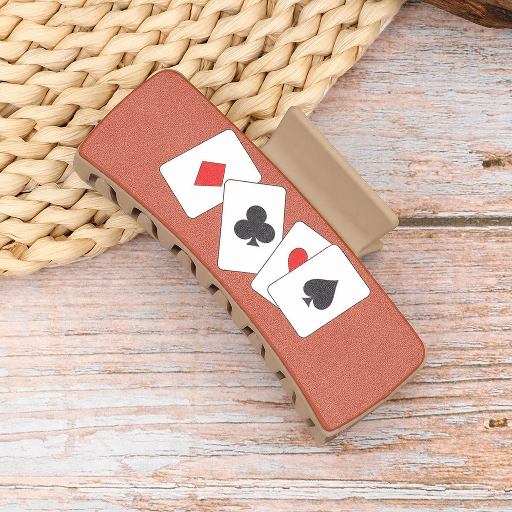 Beau - Western Playing Card Hair Claw - independent variant view