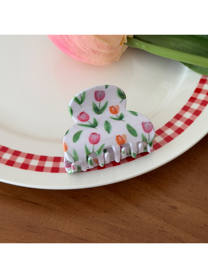 Beau - Sweet Floral Print Acetate Claw Clip