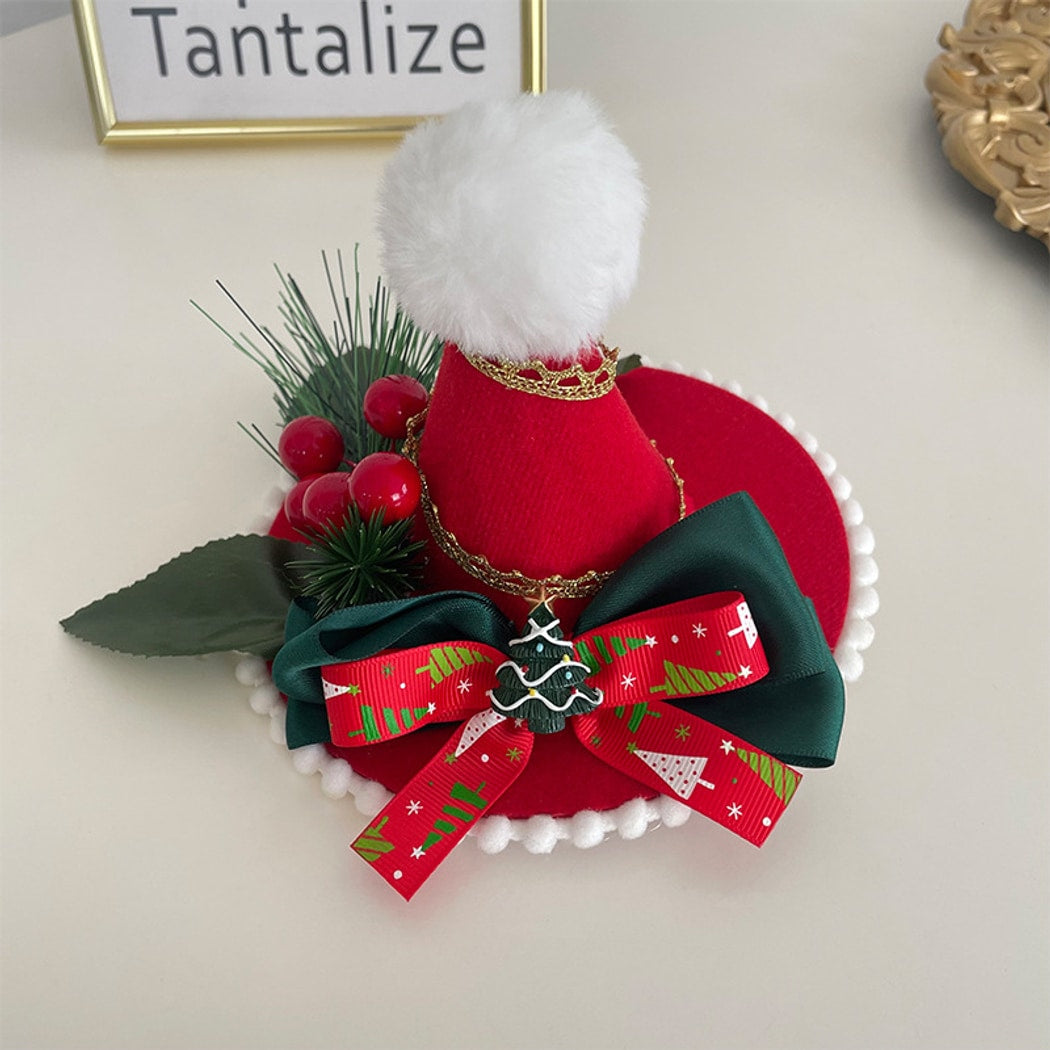 Beau - Christmas Snowflake Pattern Bow Lace Hair Clip