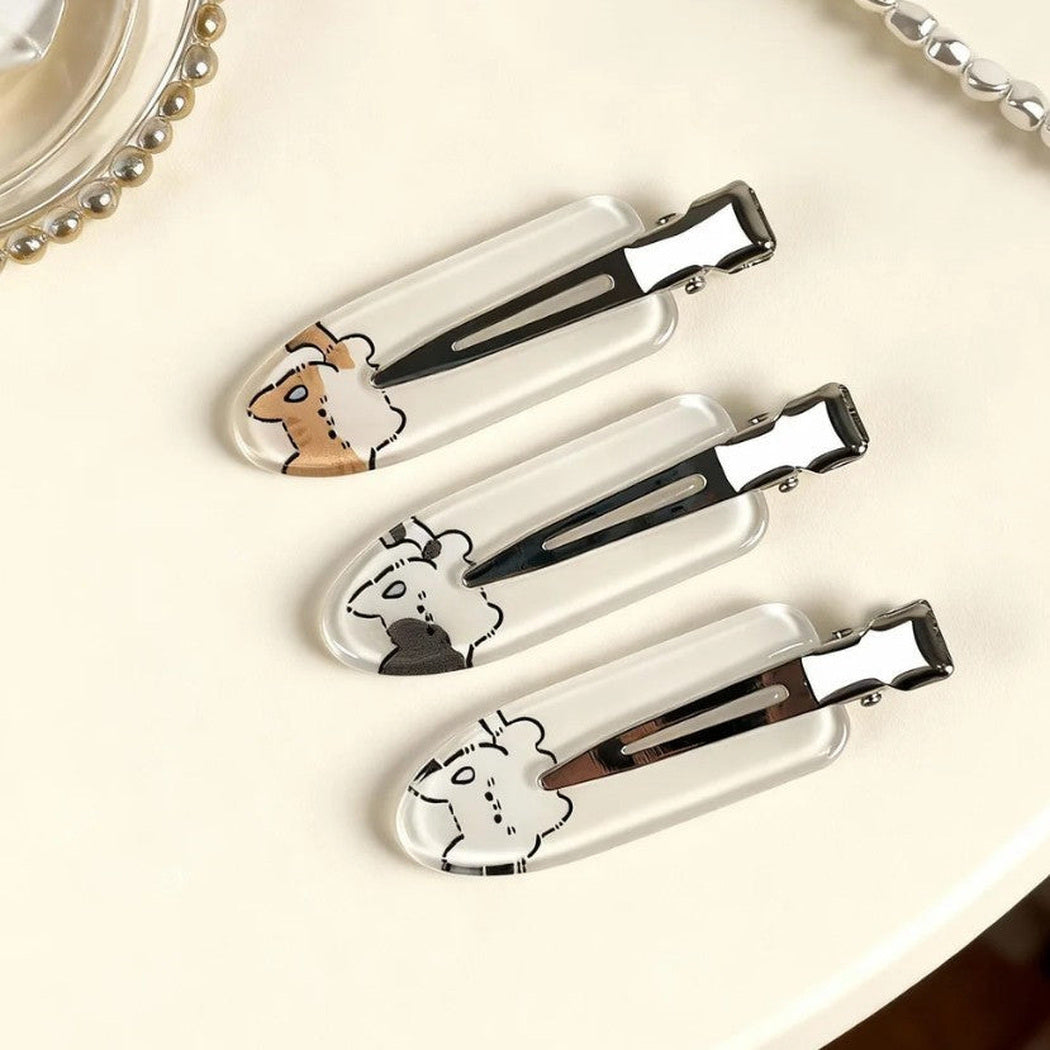 Beau - Cat Character Clear Snap Hair Clip, overview