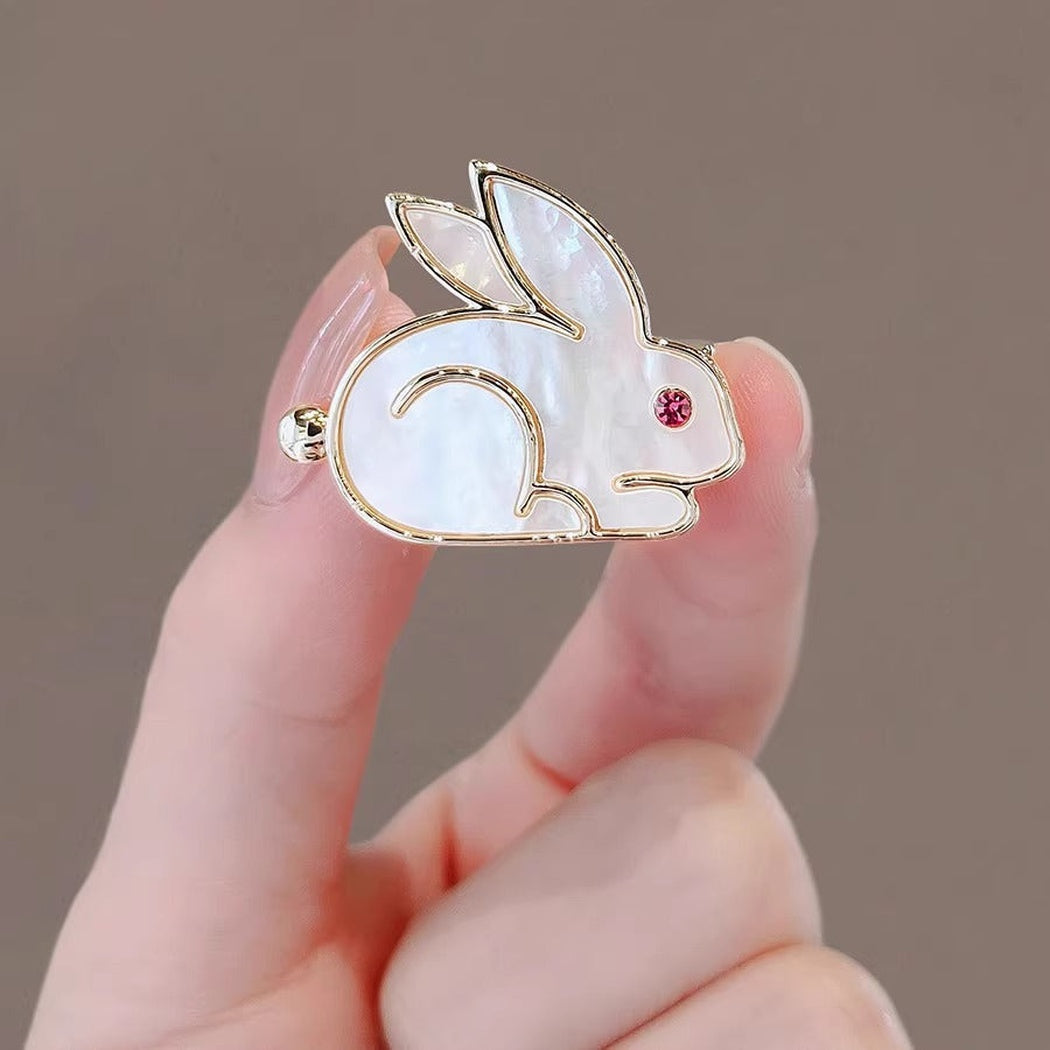 Brovia - White Rabbit Outline Brooch - view 3