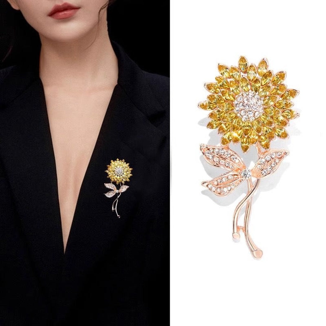 Brovia - Sunflower Leaf Stem Brooch - view 3
