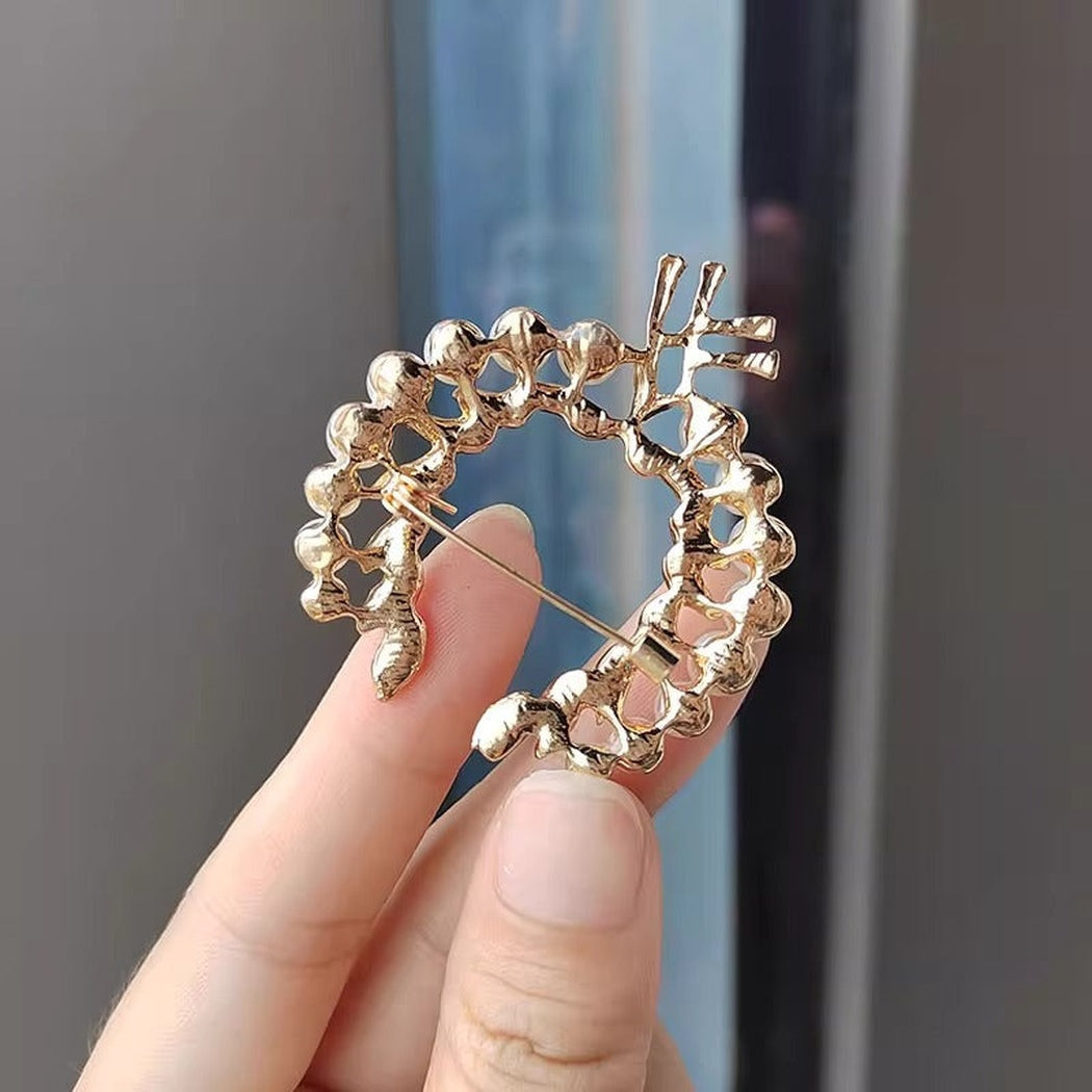Brovia - Gold Wheat Wreath Brooch - view 3