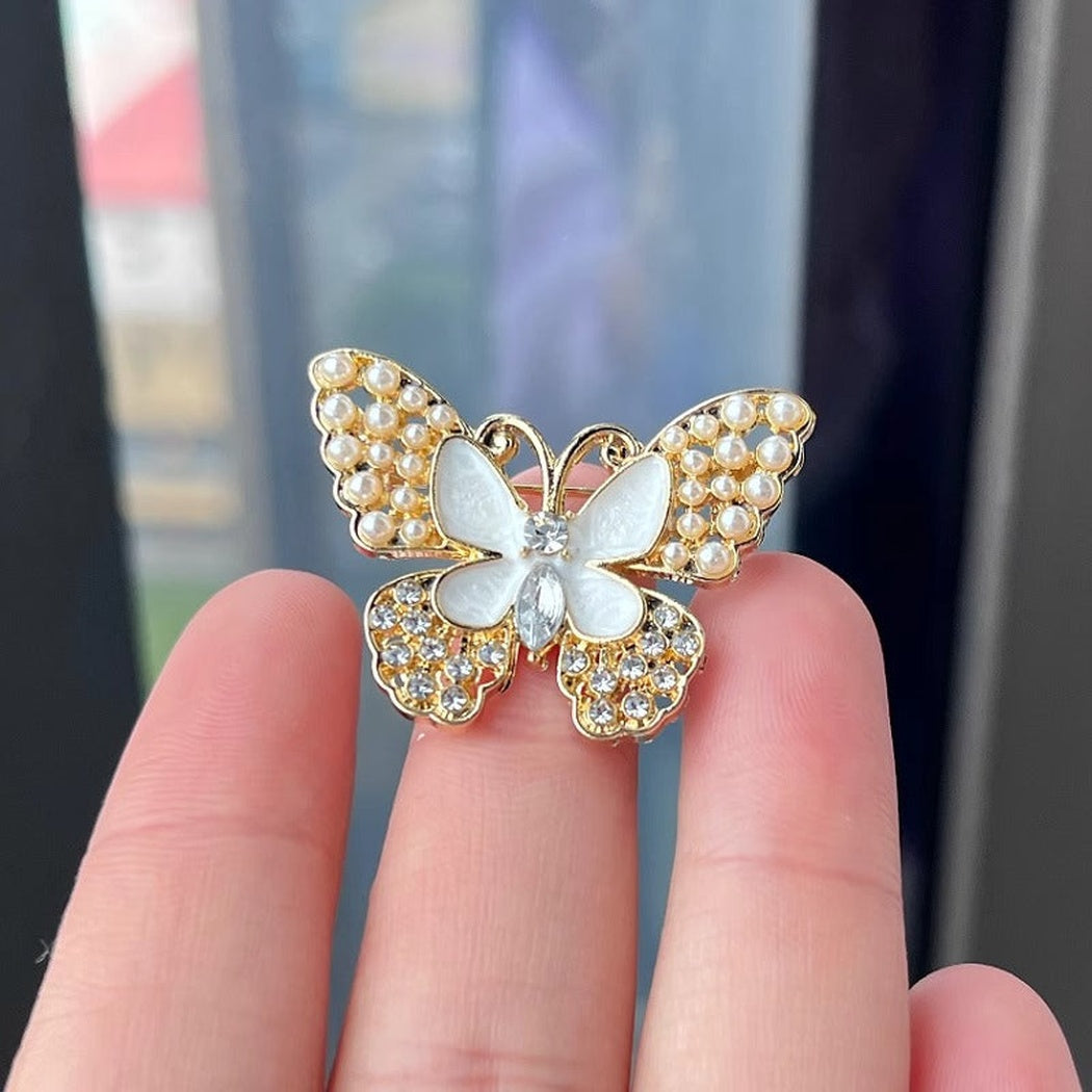 Brovia - White Layered Butterfly Brooch - view 3