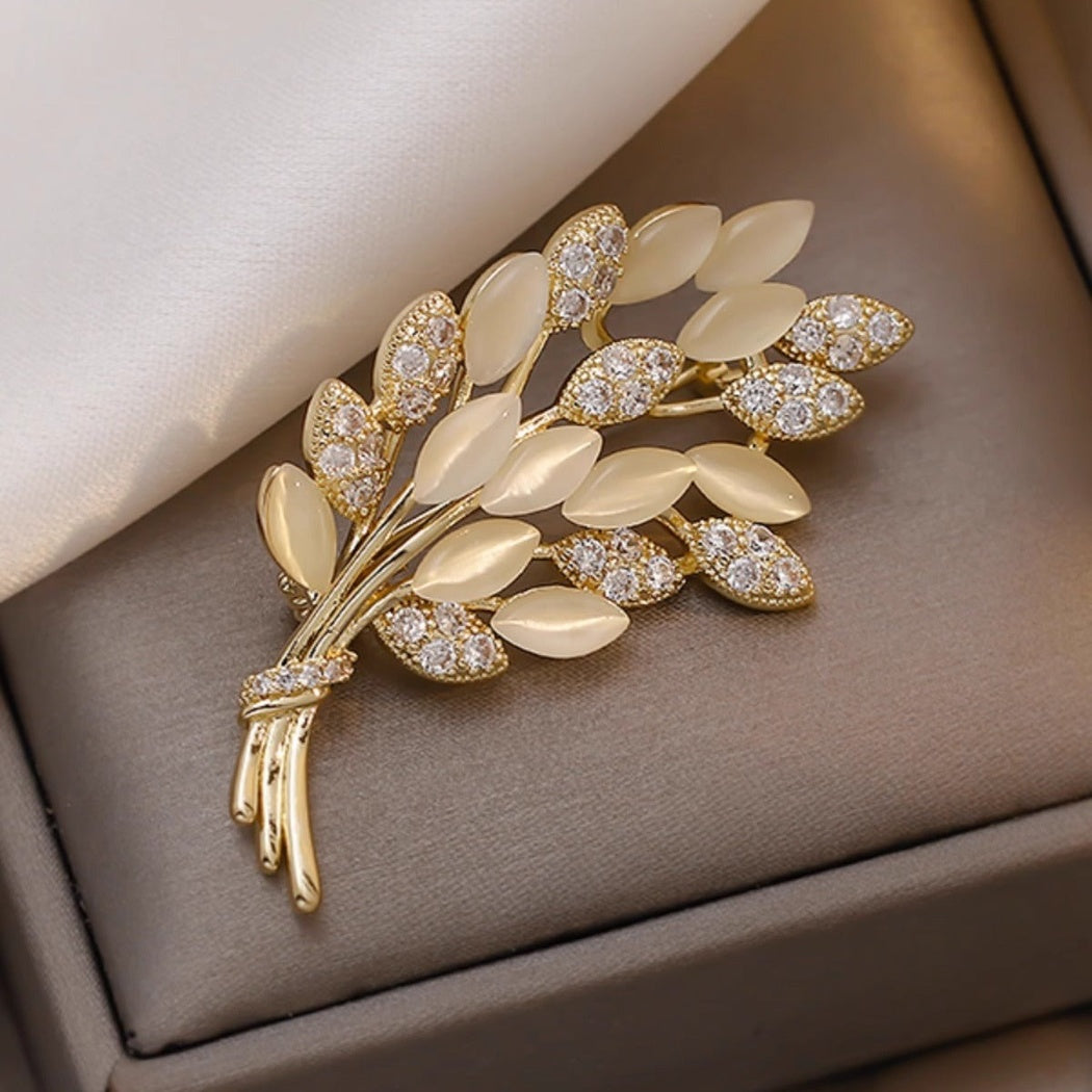 Brovia - White Wheat Branch Brooch - view 3
