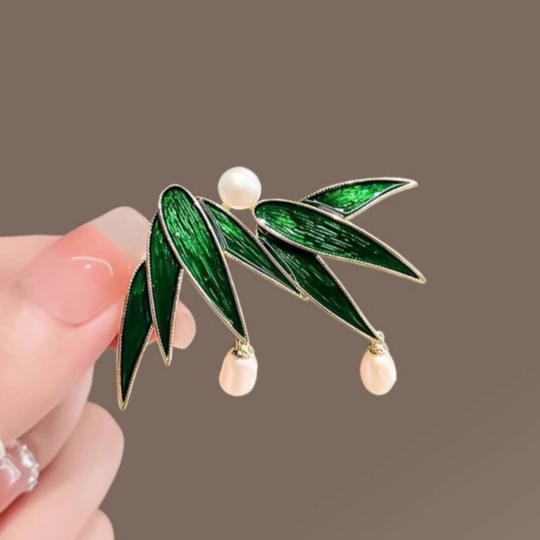 Brovia - Bamboo Leaf Dangle Brooch - view 3