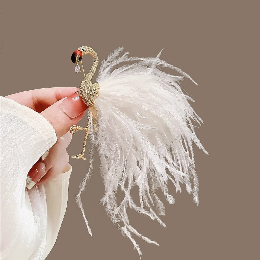 Brovia - Flamingo Fan-Tail Brooch - view 3