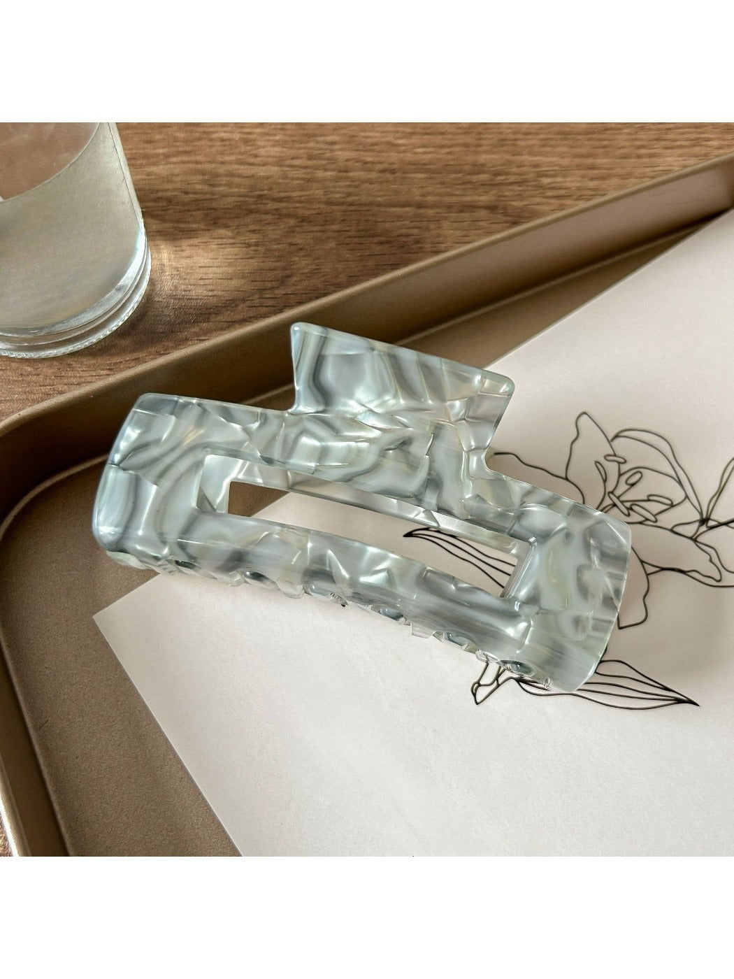Beau - Silver Grey Square Hair Claw Clip