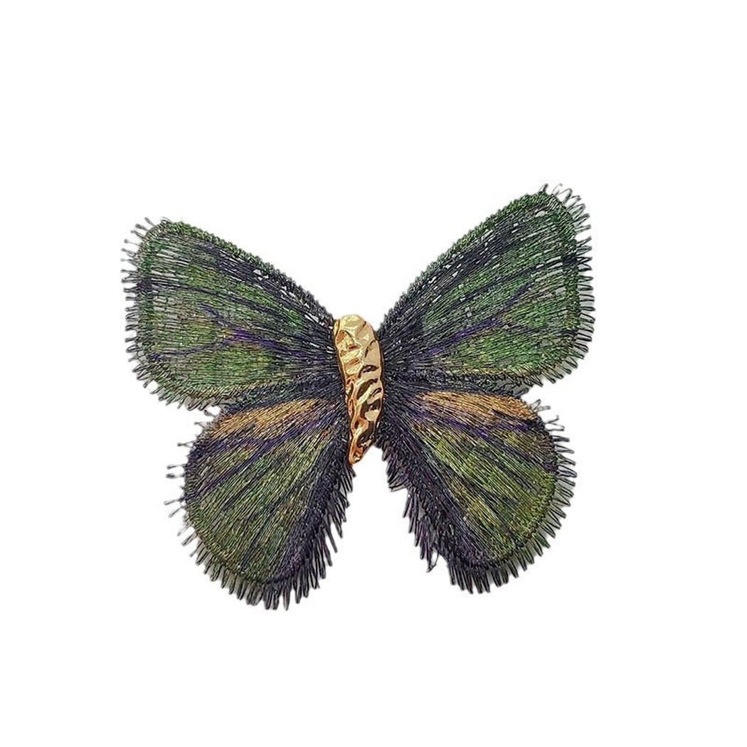 Brovia - Butterfly Embroidered Wing Brooch, detail view