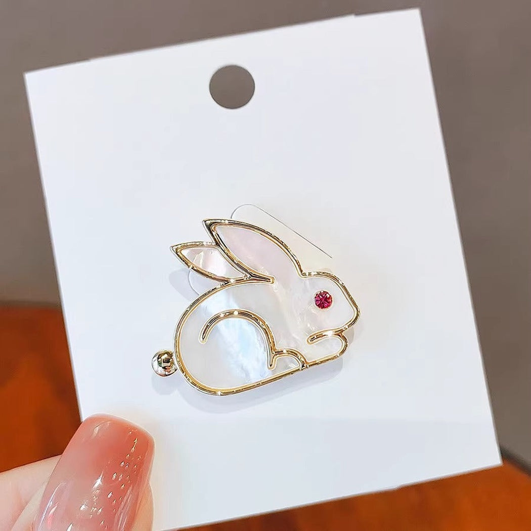 Brovia - White Rabbit Outline Brooch - view 4