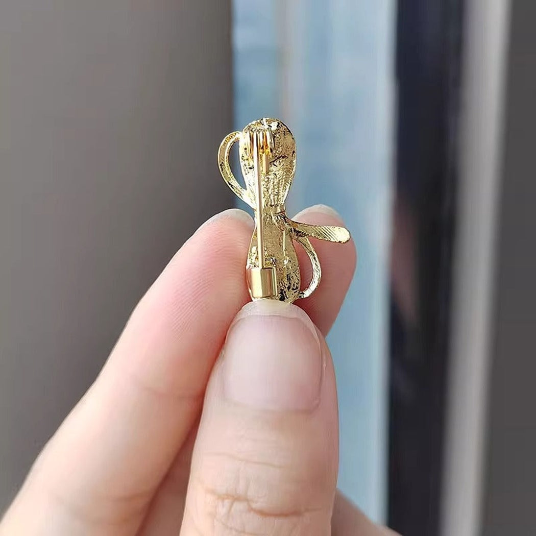 Brovia - Gold Loop Bow Brooch - view 4