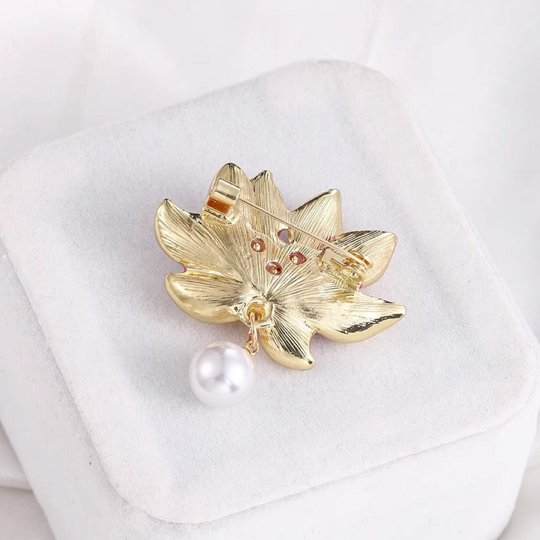 Brovia - Pink Lotus Drop Brooch - view 4