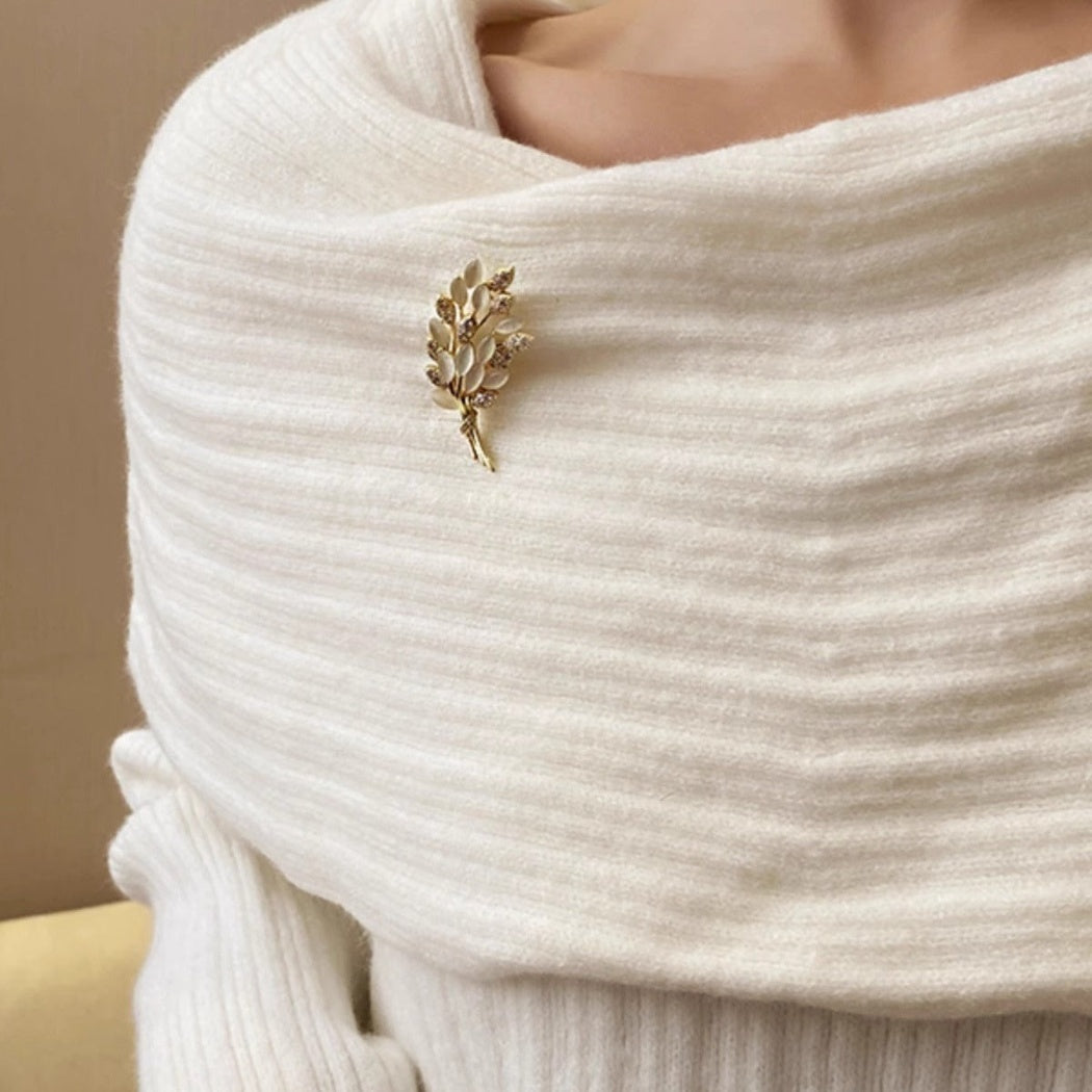 Brovia - White Wheat Branch Brooch - view 4