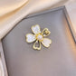 Brovia - White Five-Petal Flower Brooch - view 4