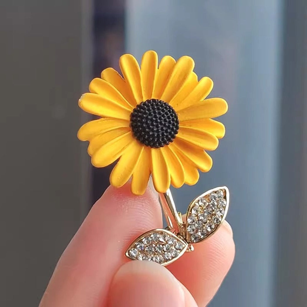 Brovia - Yellow Sunflower Stem Brooch - view 4