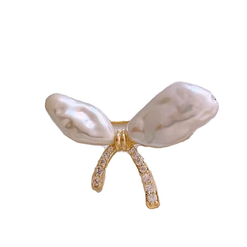 Brovia - White Wing Bow Brooch - view 4