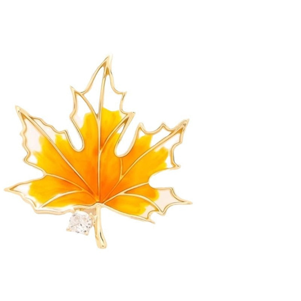Brovia - Orange Leaf Outline Brooch - view 4