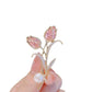 Brovia - Pink Double Tulip Brooch - view 4