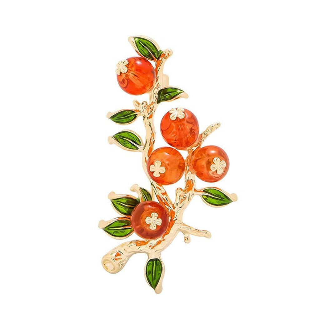 Orange fruit cluster brooch, detail view