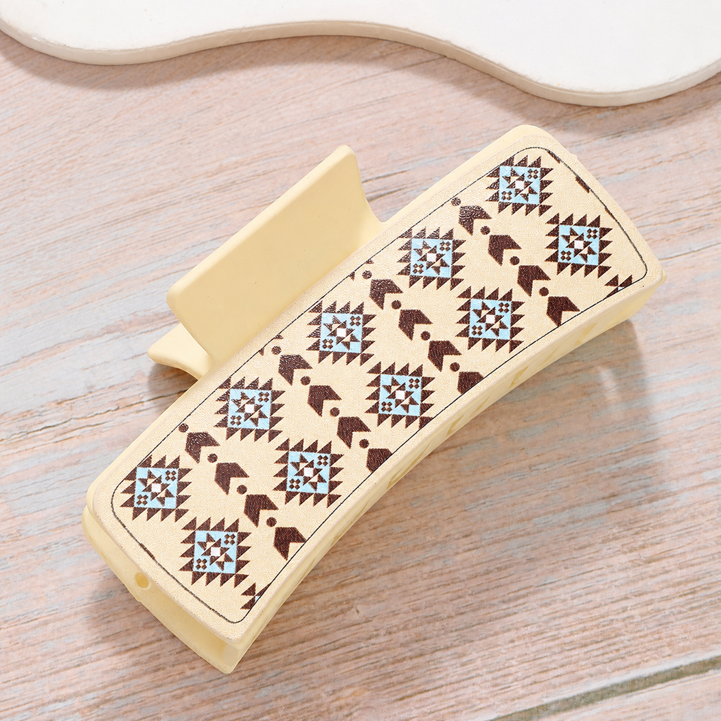 Beau - Neutral Western Print Hair Claw - independent variant view