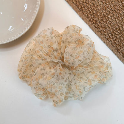 Gifty - Soft Floral Print Polyester Mesh Scrunchie
