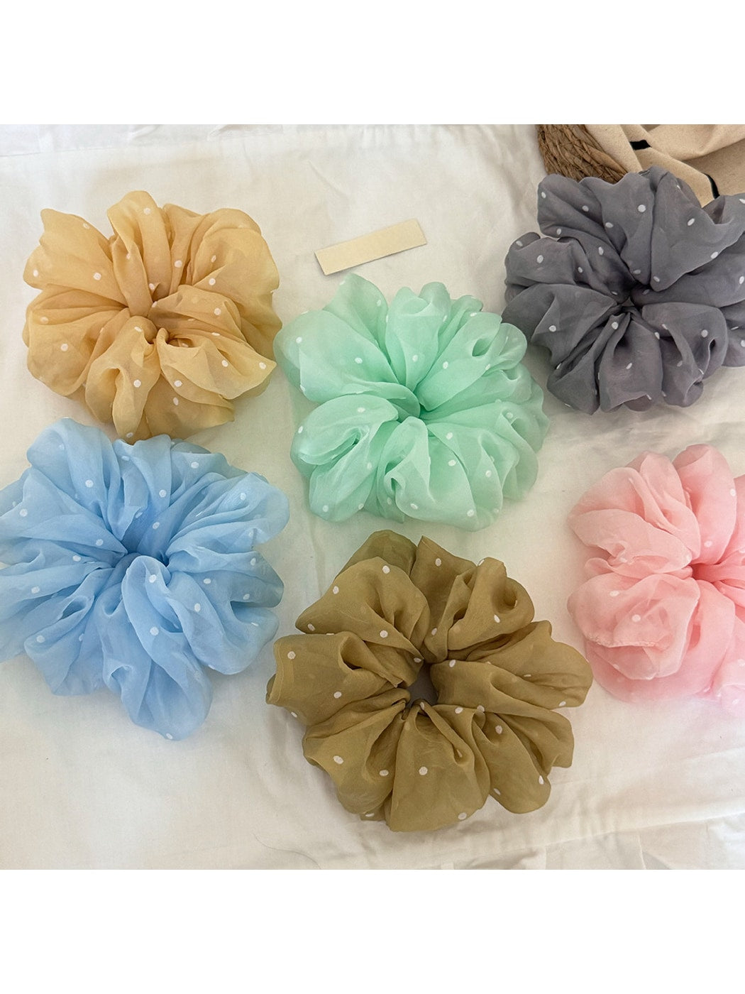 Gifty - Polyester Polka Dot Mesh Hair Tie Scrunchie