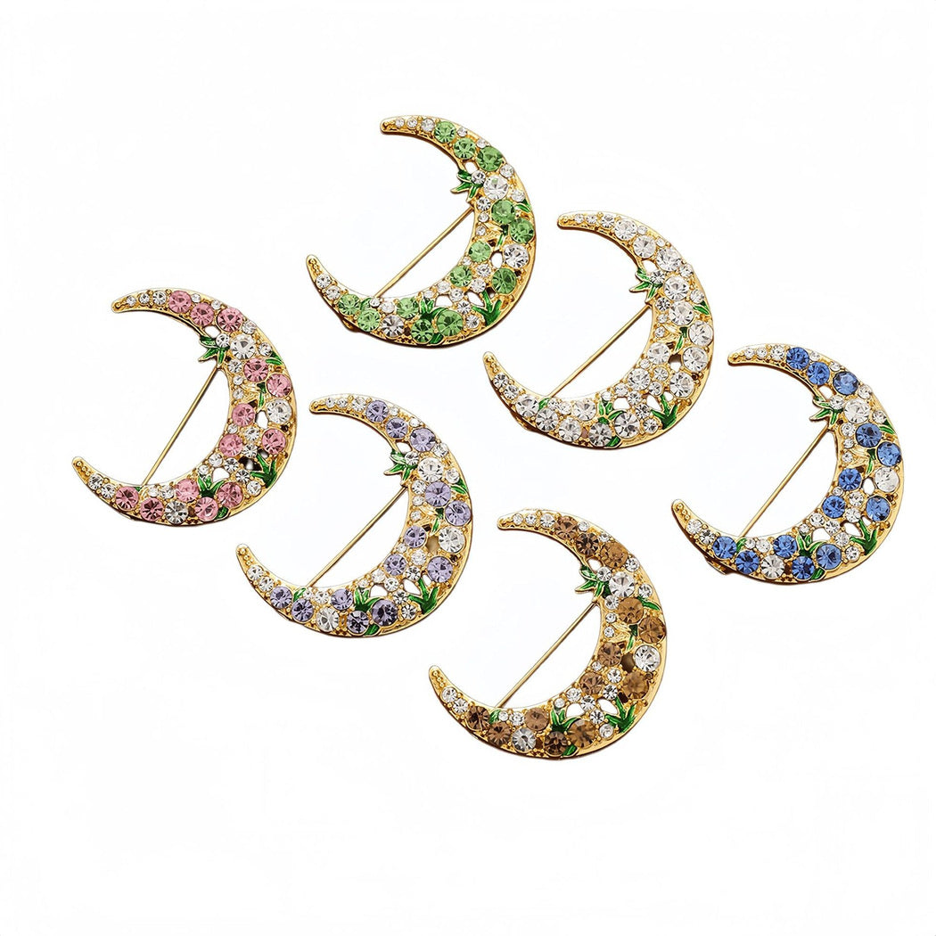 Brovia - Crescent Moon Clustered Detail Brooch, overview