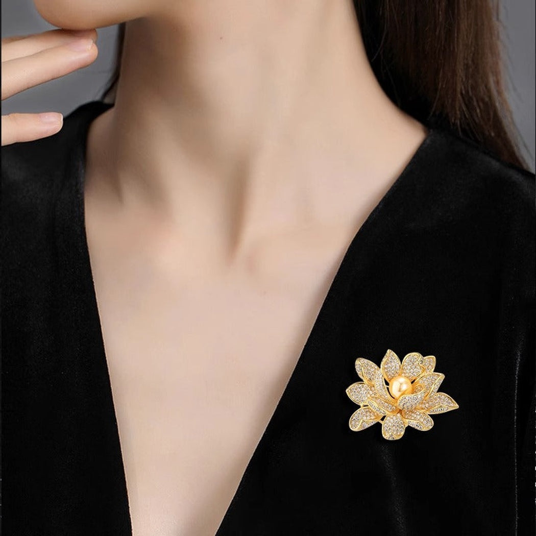 Brovia - Layered Lotus Brooch - view 5