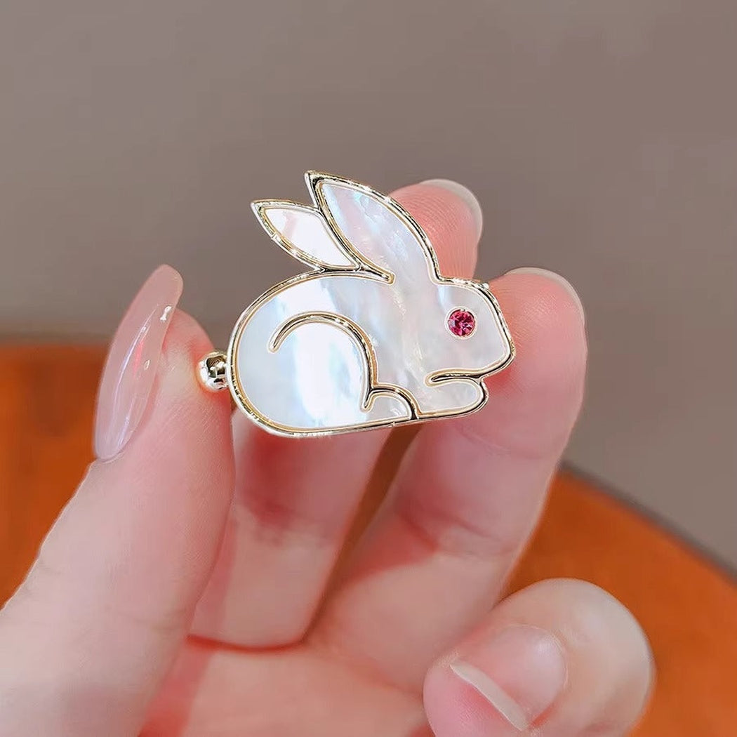 Brovia - White Rabbit Outline Brooch - view 5