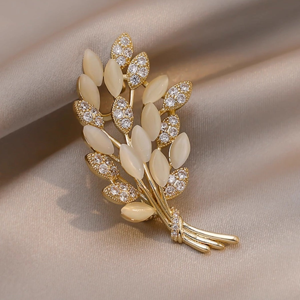 Brovia - White Wheat Branch Brooch - view 5