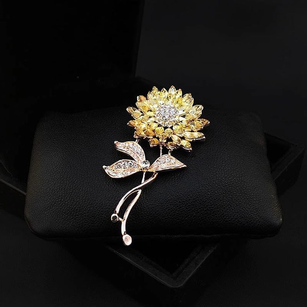 Brovia - Sunflower Leaf Stem Brooch - view 5