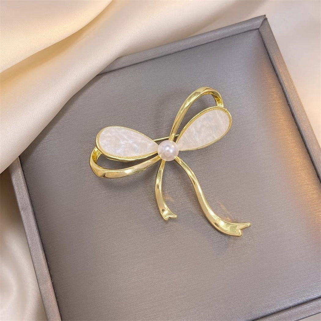 Brovia - White Ribbon Bow Brooch - view 5