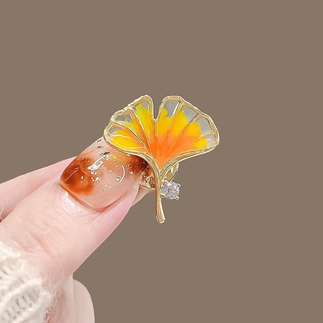 Brovia - Orange Leaf Outline Brooch - view 5