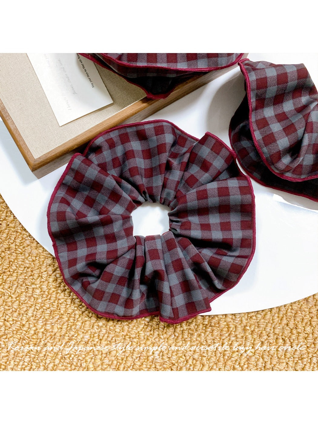 Gifty - Purple-red Plaid Hair Ring