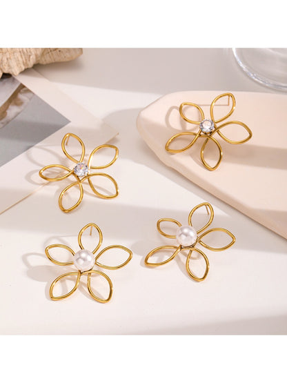 Earedge - Chic Openwork Flower Earrings