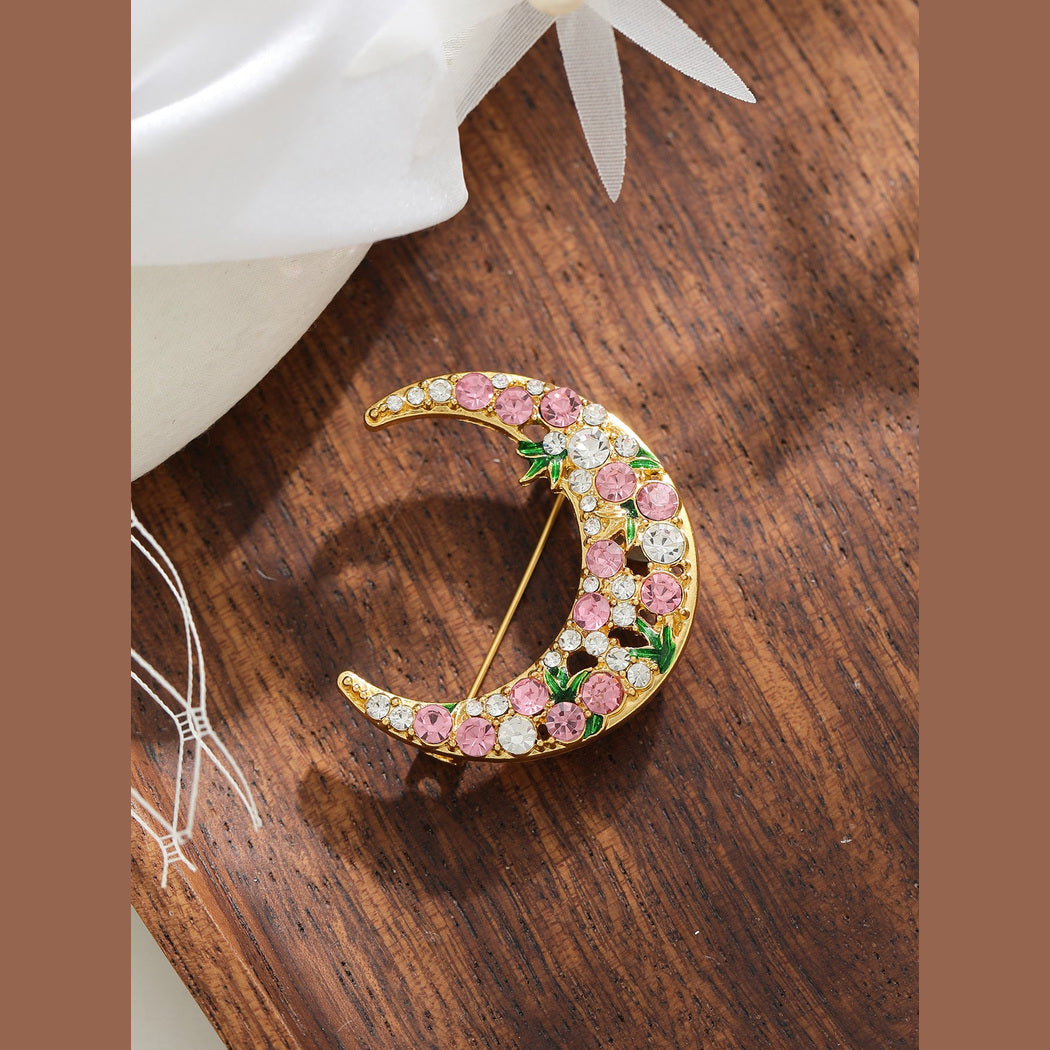 Brovia - Crescent Moon Clustered Detail Brooch, variant view