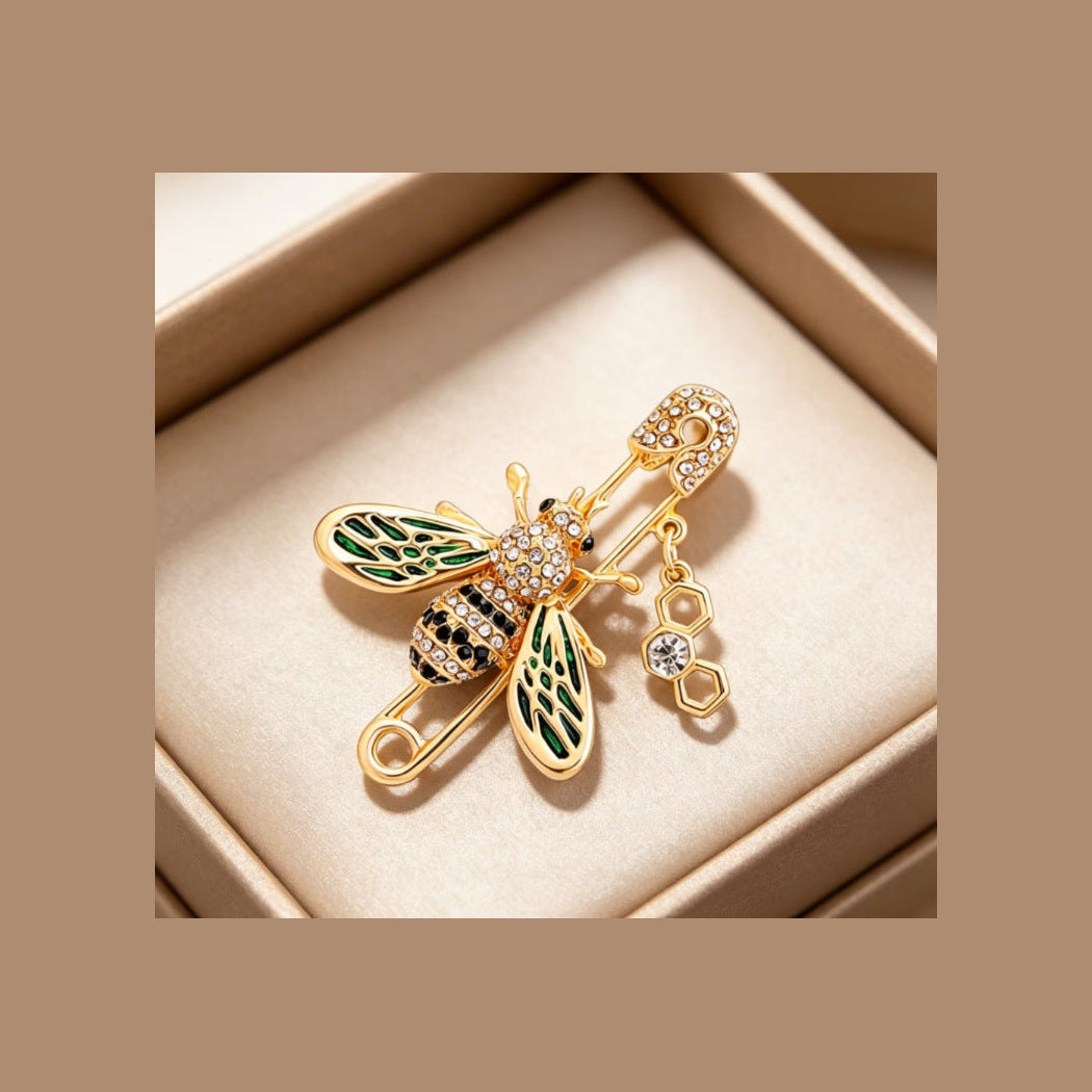 Brovia - Bee Wing Dangle Safety Pin Brooch, variant view
