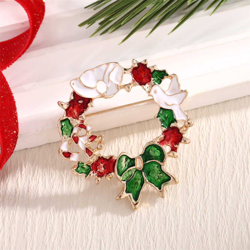 Brovia - Christmas Red Green Motif Brooch, variant view