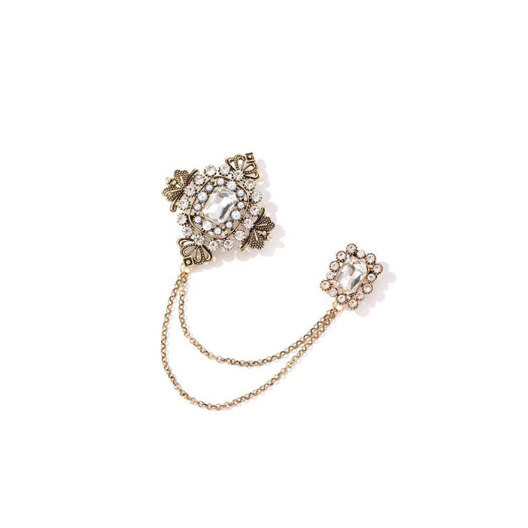 Brovia - Dual Panel Draped Chain Brooch, variant view