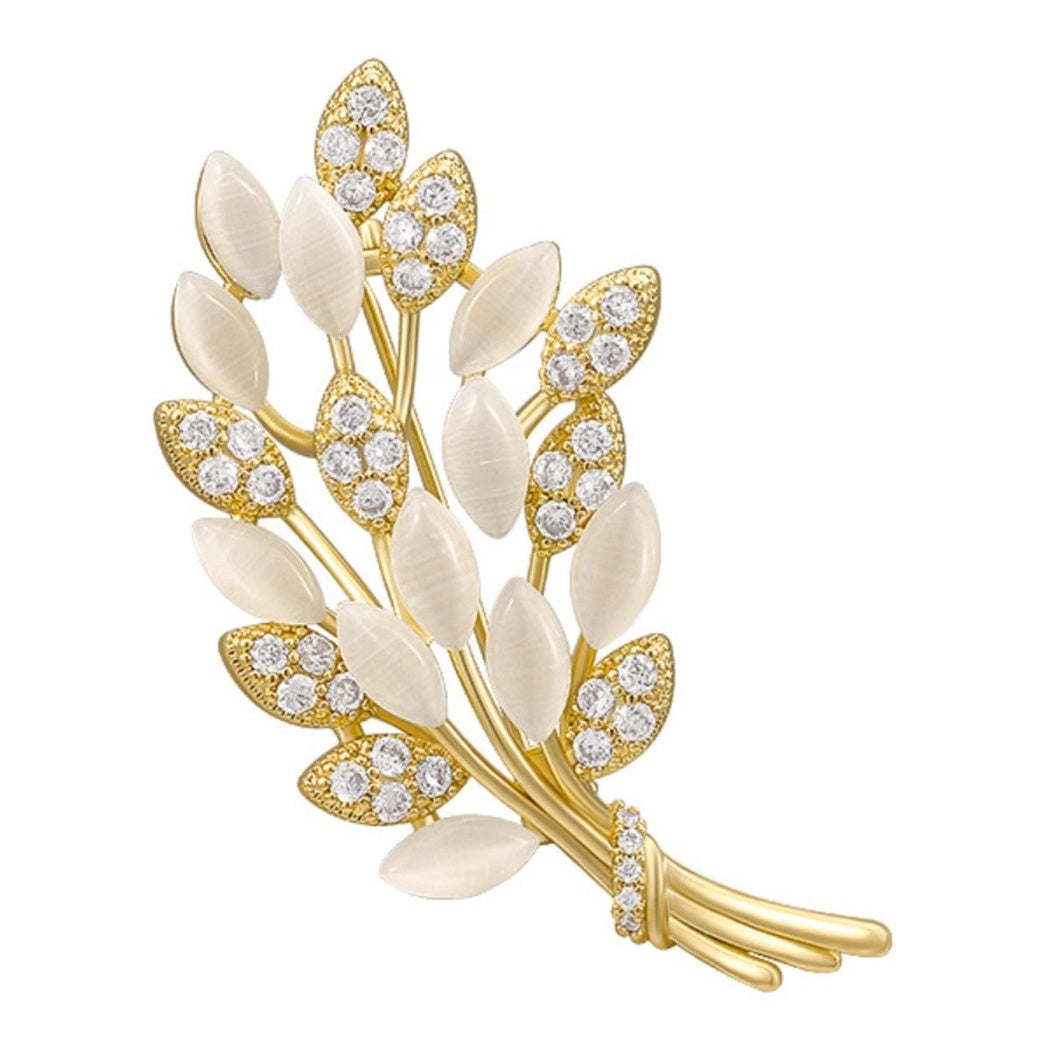 Brovia - White Wheat Branch Brooch - view 6