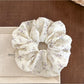 Gifty - Ruffled Floral Polyester Mesh Look Scrunchie