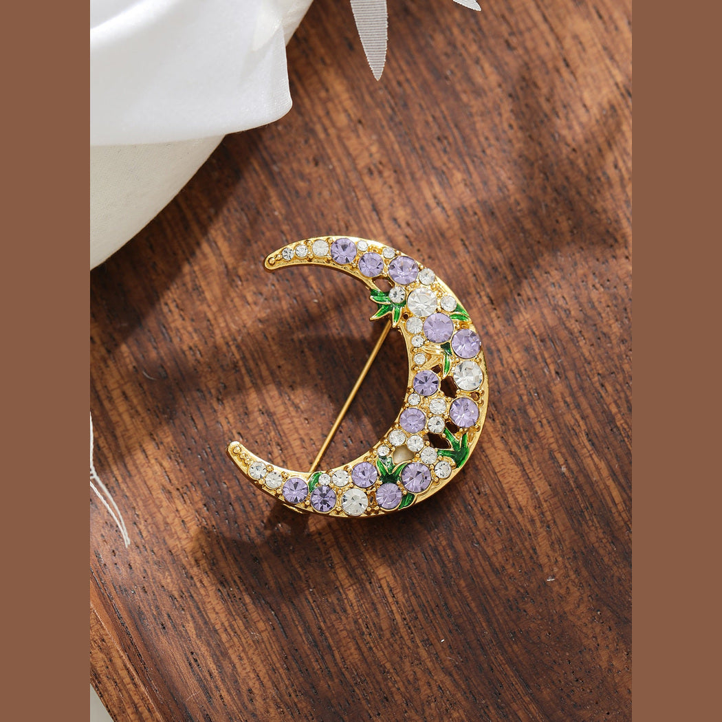Brovia - Crescent Moon Clustered Detail Brooch, variant view