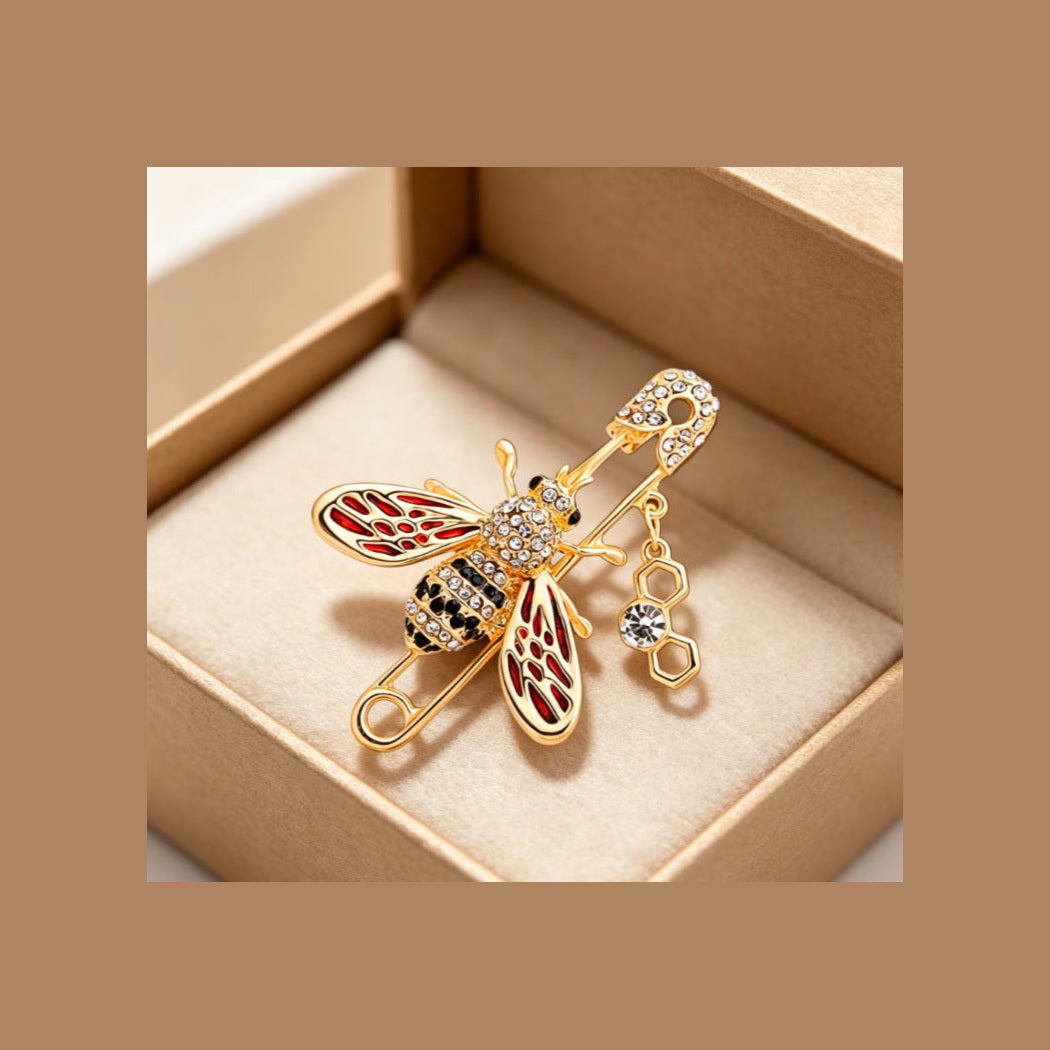 Brovia - Bee Wing Dangle Safety Pin Brooch, variant view