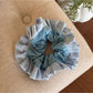 Gifty - Blue Plaid Hair Scrunchie Hair Clip and Headband