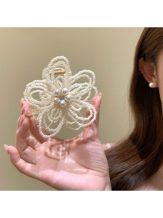 Beau - Flower Shape Beaded Decorative Claw Clip
