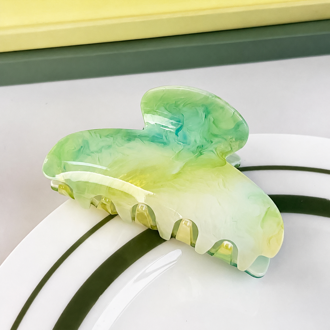 Beau - Green Marbled Geometric Hair Claw - variant 47546227228843