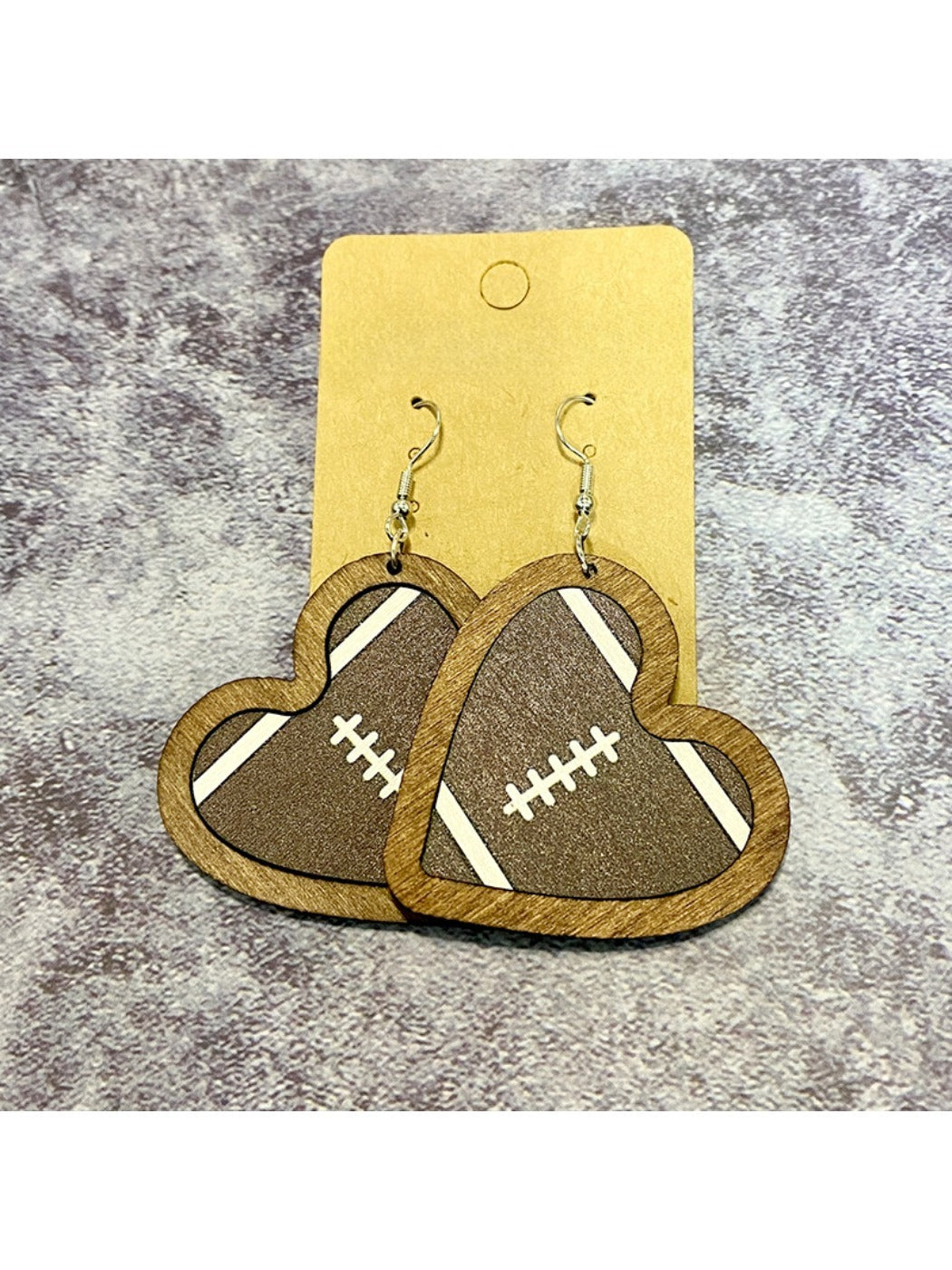 Earedge - Wooden Heart Sport Earrings