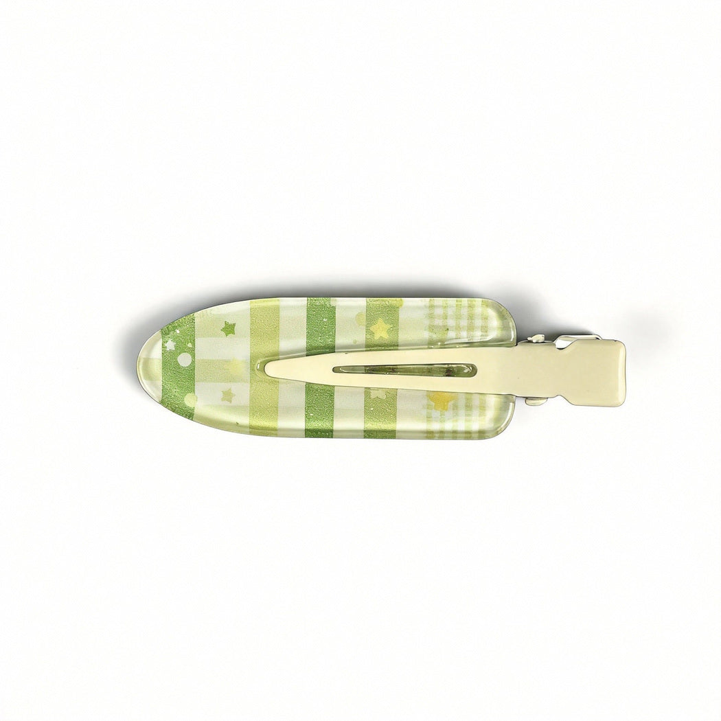 Beau - Green Plaid Star Hair Clip, variant view
