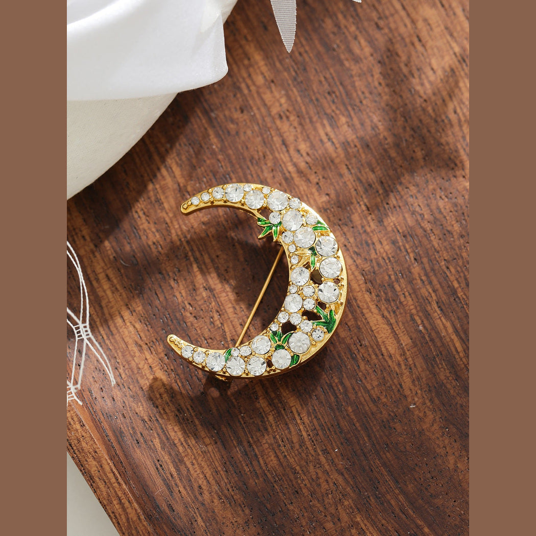 Brovia - Crescent Moon Clustered Detail Brooch, variant view